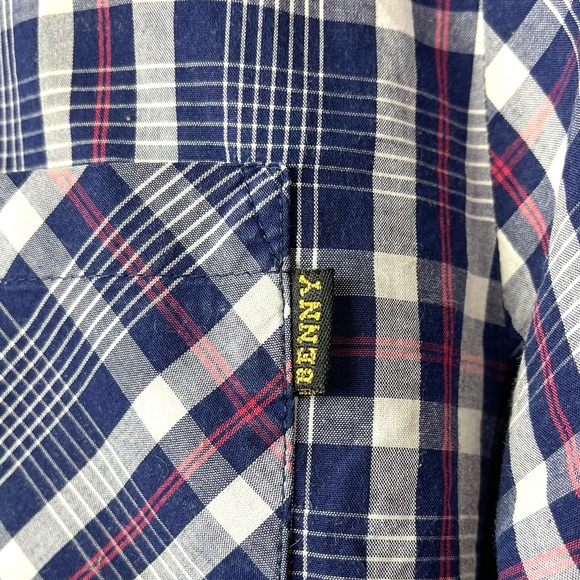Benny Gold chambray plaid button up - Picture 3 of 16